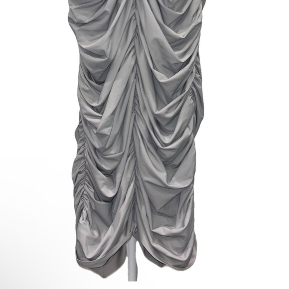 ALEX PERRY Presley dress midi grey silver 14 ruched stretch knit formal NWT NEW - Picture 9 of 15